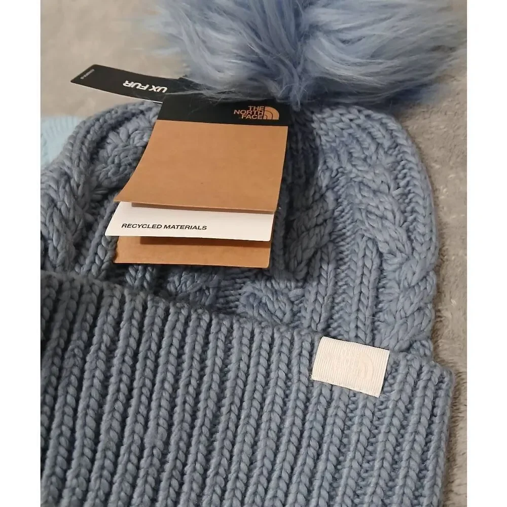 North face free People womens blue beanie knit cable hat lot of 2